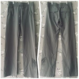 BCBG MaxAzria Velour Y2K Embellished Butterfly Graphic Pants